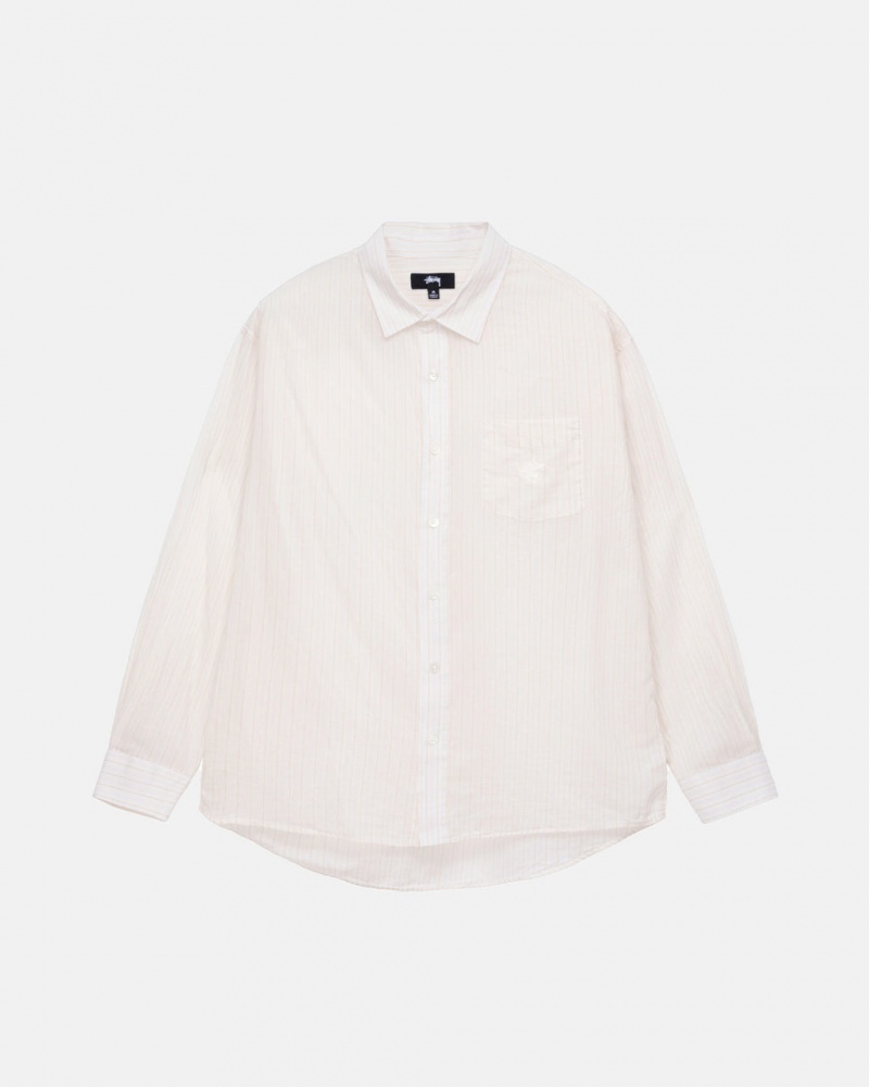 White Men\'s Stussy Light Weight Classic Shirts KSA | HLC-2356