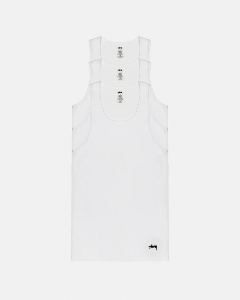 White Men\'s Stussy Stussy Tank Undershirt Shirts KSA | SXK-2913