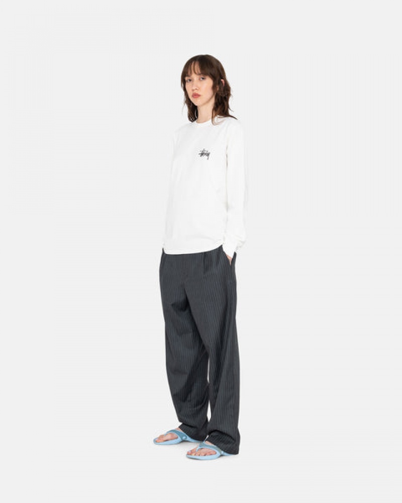 White Women's Stussy Basic Stussy Ls Tees KSA | ORQ-3314