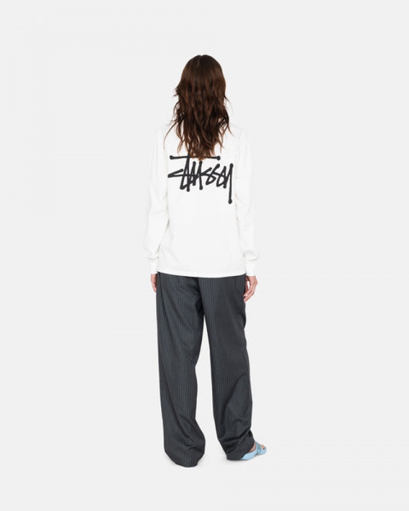 White Women's Stussy Basic Stussy Ls Tees KSA | ORQ-3314