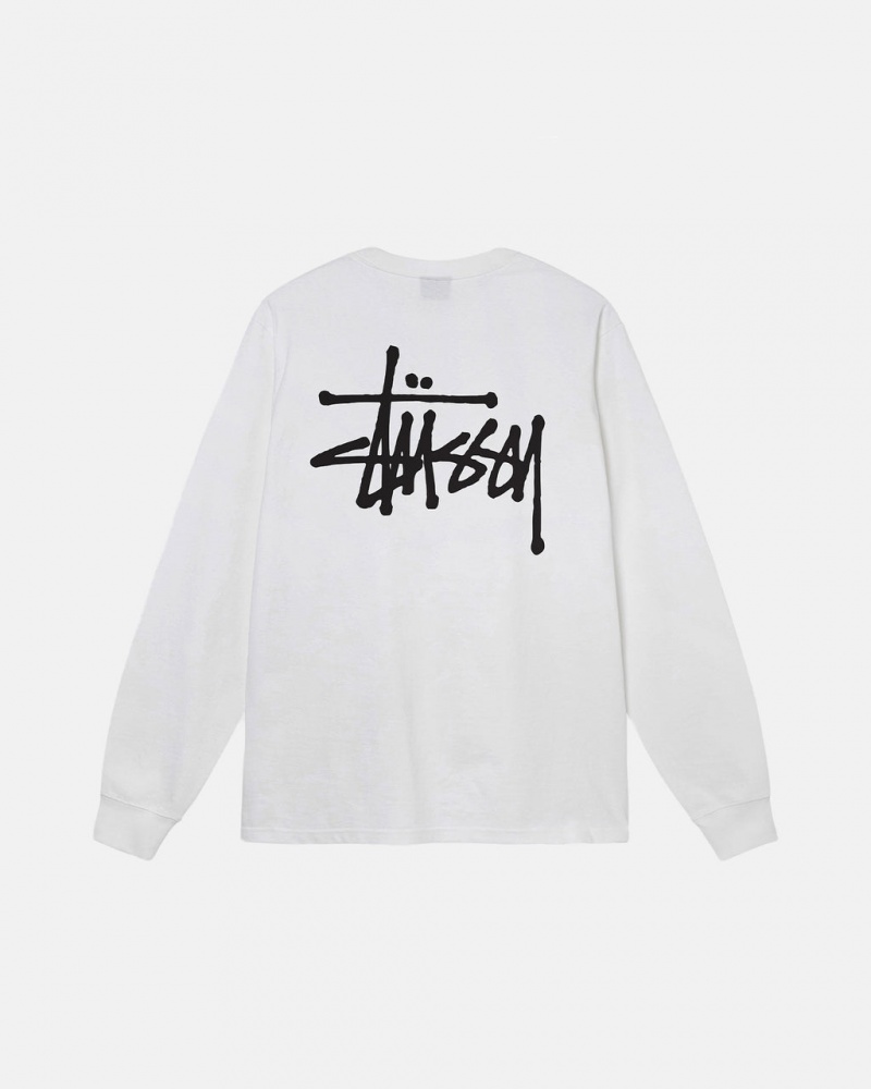 White Women\'s Stussy Basic Stussy Ls Tees KSA | ORQ-3314