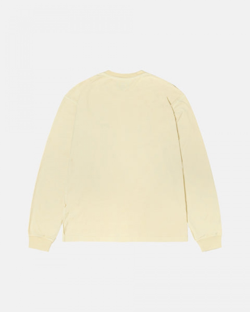 Yellow Men's Stussy Lazy Ls Tee Tops KSA | ELO-2195