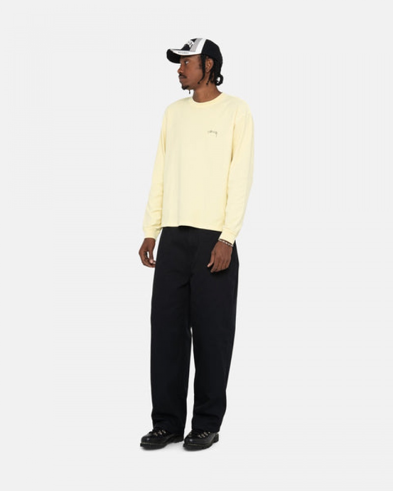 Yellow Men's Stussy Lazy Ls Tee Tops KSA | ELO-2195