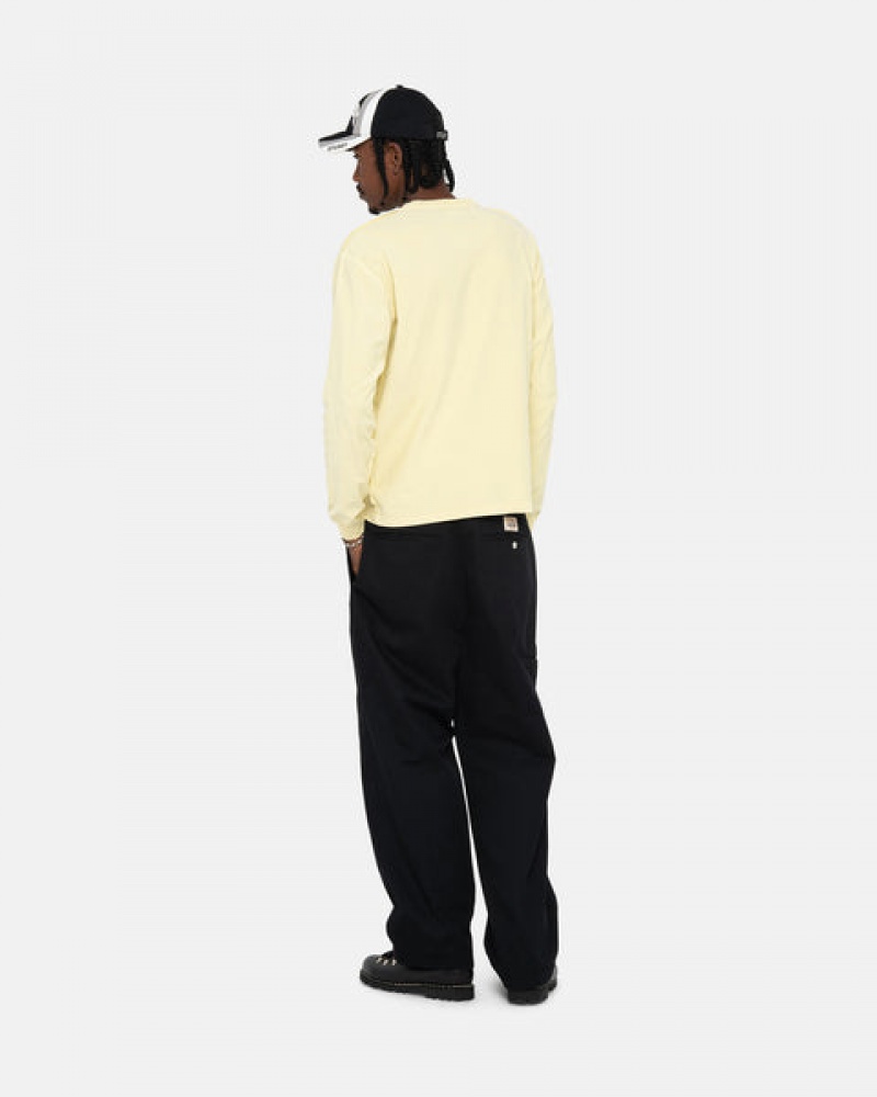 Yellow Men's Stussy Lazy Ls Tee Tops KSA | ELO-2195