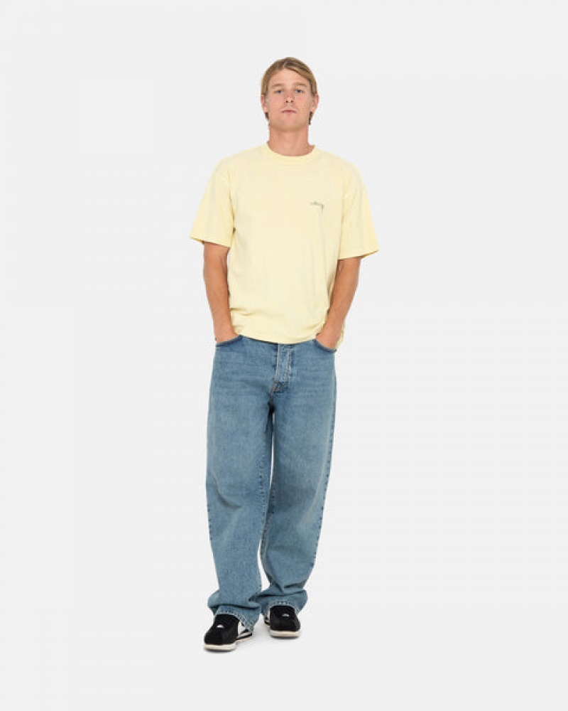 Yellow Men's Stussy Pig. Dyed Inside Out Crew Tees KSA | WFM-3790