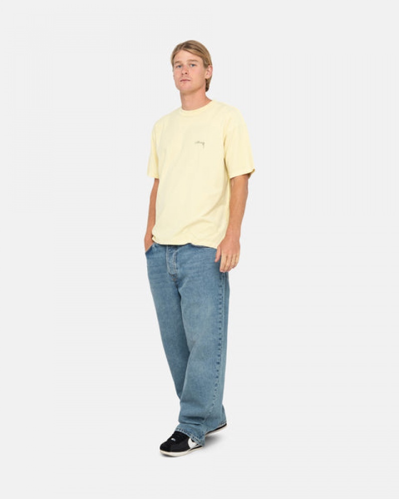 Yellow Men's Stussy Pig. Dyed Inside Out Crew Tees KSA | WFM-3790