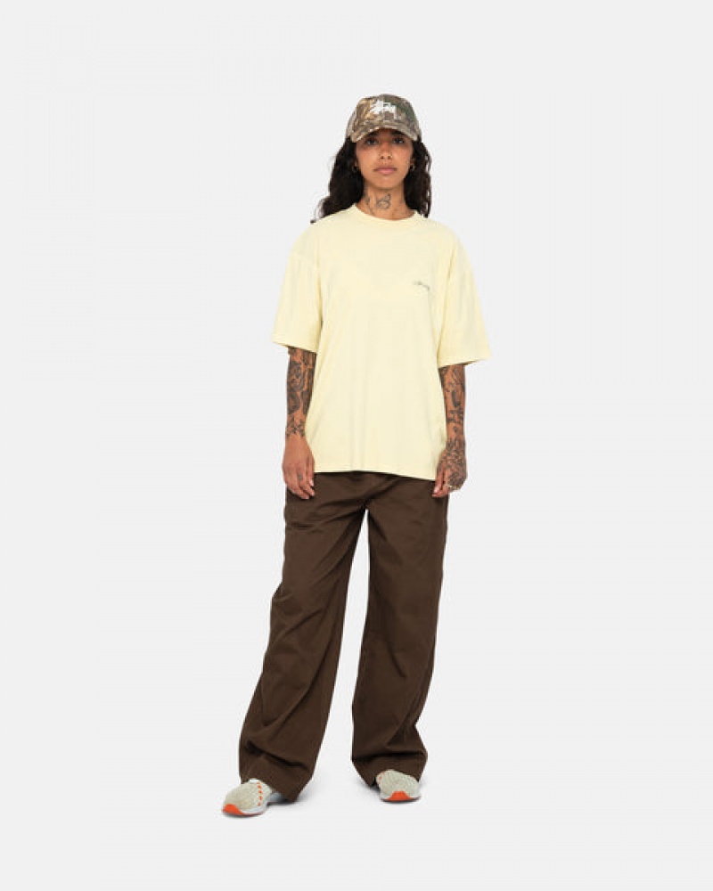 Yellow Men's Stussy Pig. Dyed Inside Out Crew Tees KSA | WFM-3790