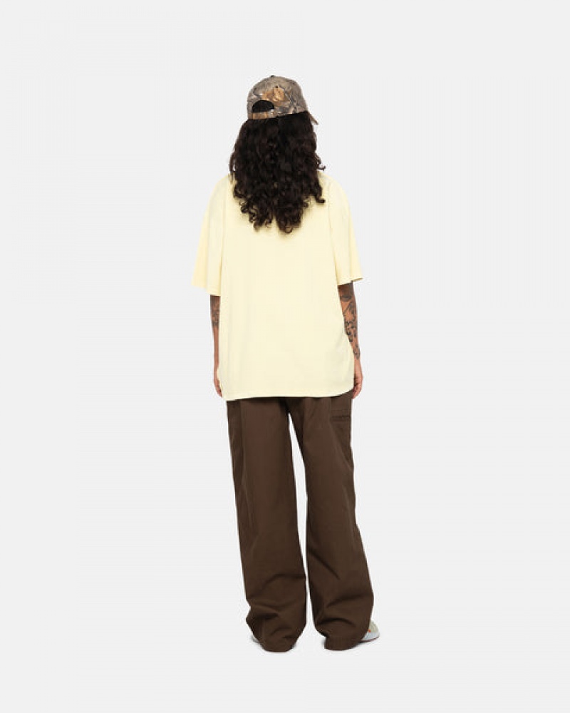 Yellow Men's Stussy Pig. Dyed Inside Out Crew Tees KSA | WFM-3790