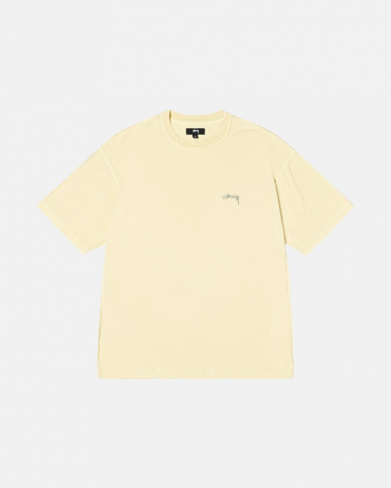 Yellow Men\'s Stussy Pig. Dyed Inside Out Crew Tees KSA | WFM-3790