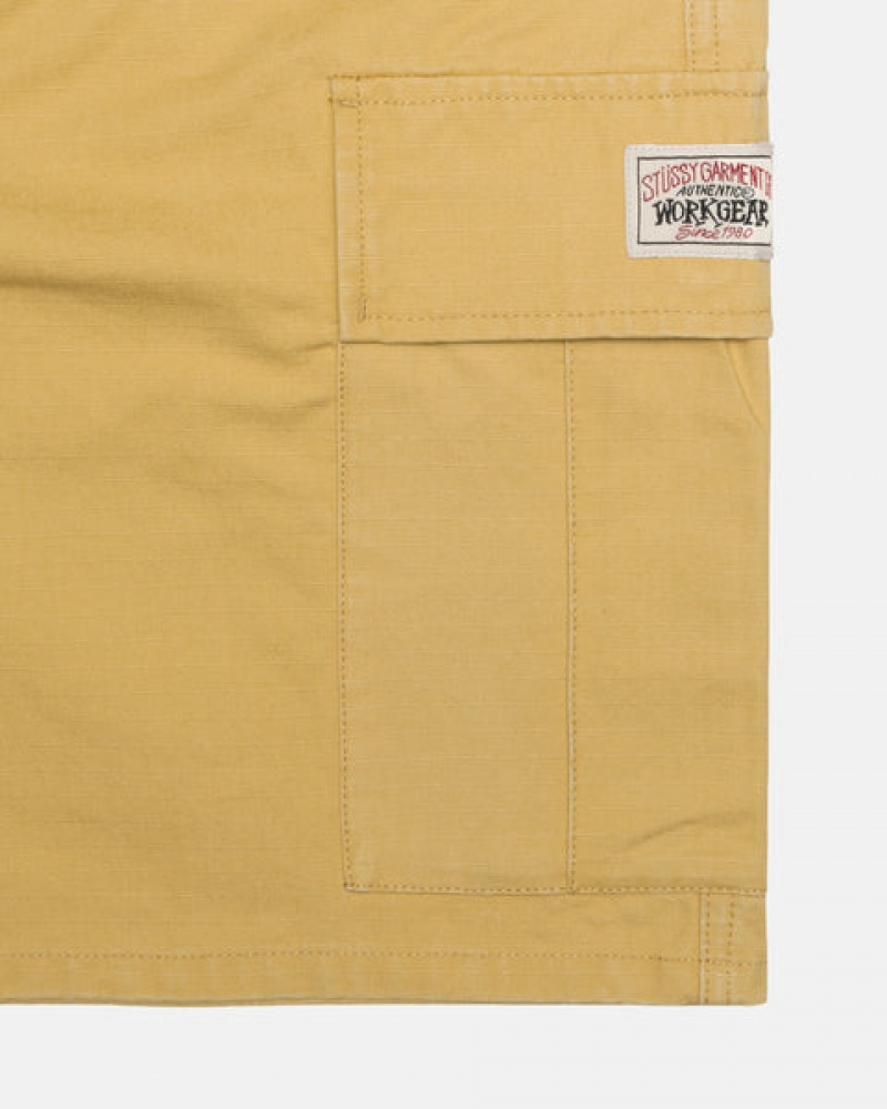 Yellow Men's Stussy Ripstop Cargo Beach Shorts KSA | GPP-2561