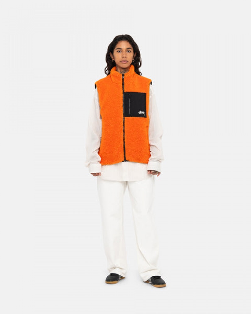 Yellow Men's Stussy Sherpa Reversible Vest KSA | TER-6831