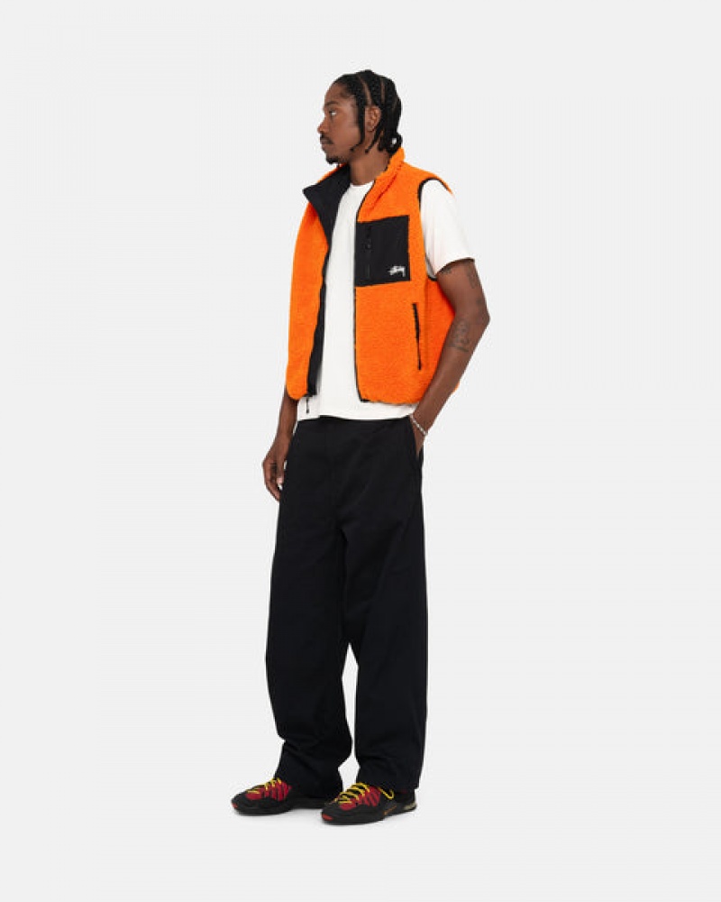 Yellow Men's Stussy Sherpa Reversible Vest KSA | TER-6831