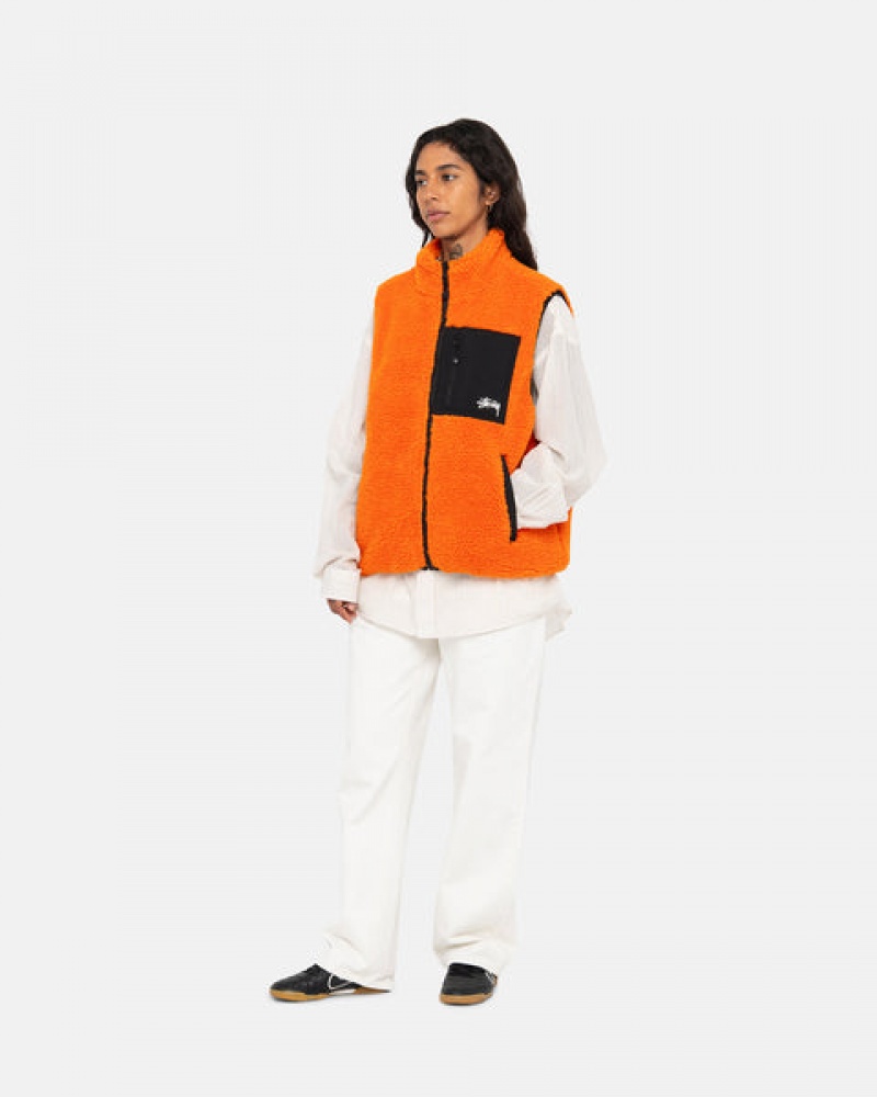 Yellow Men's Stussy Sherpa Reversible Vest KSA | TER-6831