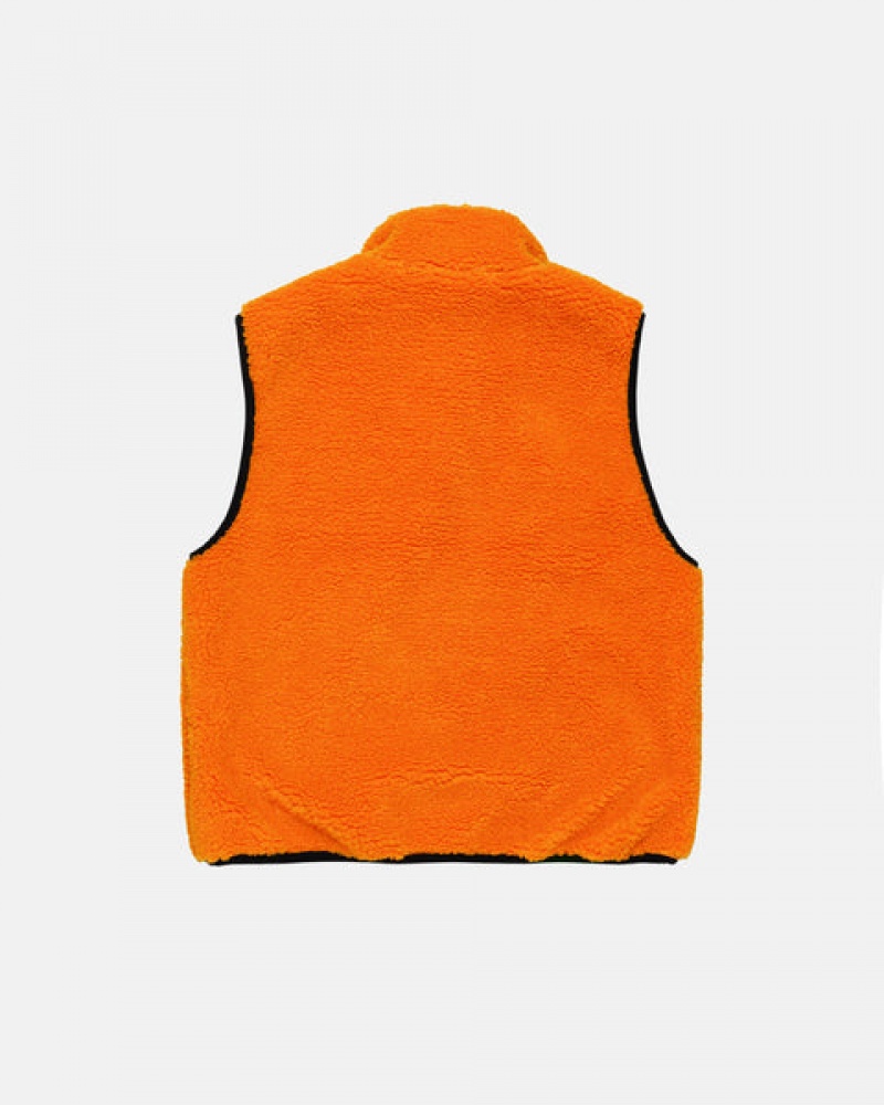 Yellow Men's Stussy Sherpa Reversible Vest KSA | TER-6831