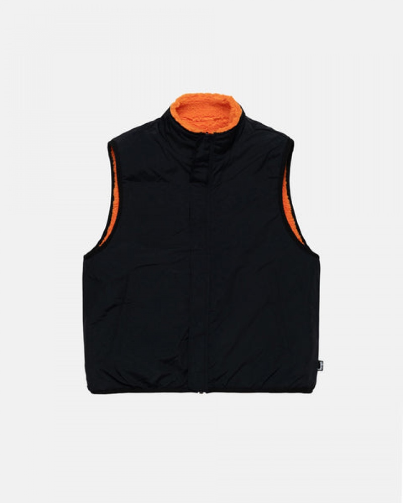 Yellow Men's Stussy Sherpa Reversible Vest KSA | TER-6831