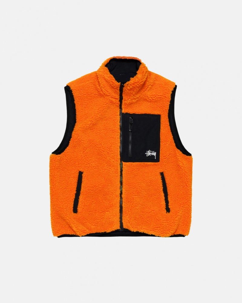 Yellow Men\'s Stussy Sherpa Reversible Vest KSA | TER-6831