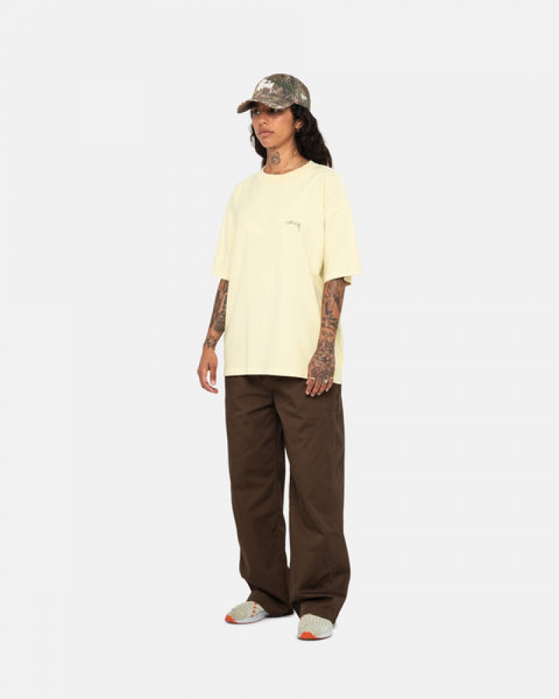 Yellow Women's Stussy Pig. Dyed Inside Out Crew Tees KSA | UVE-8534